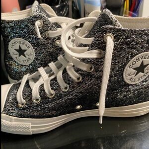 Chuck Taylor All Star Shimmer Black Silver Metallic High Top Converse 9.5 41